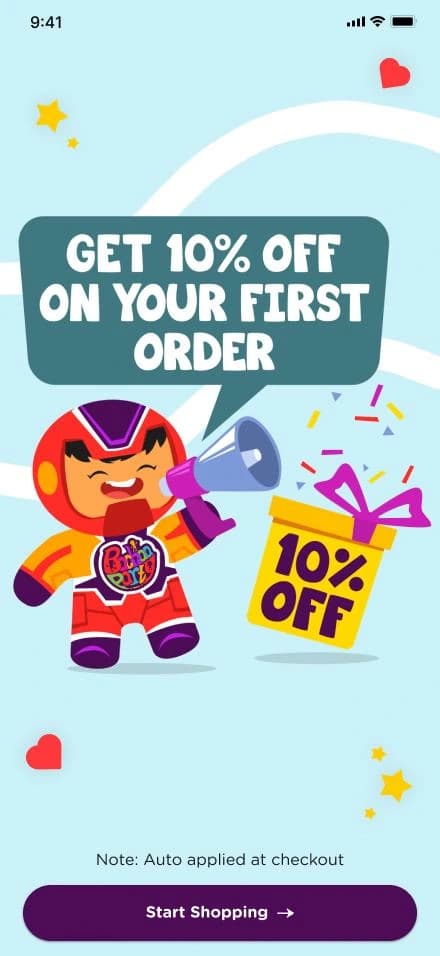 Promo codes apply in one tap, synced to the same discounts as the web store